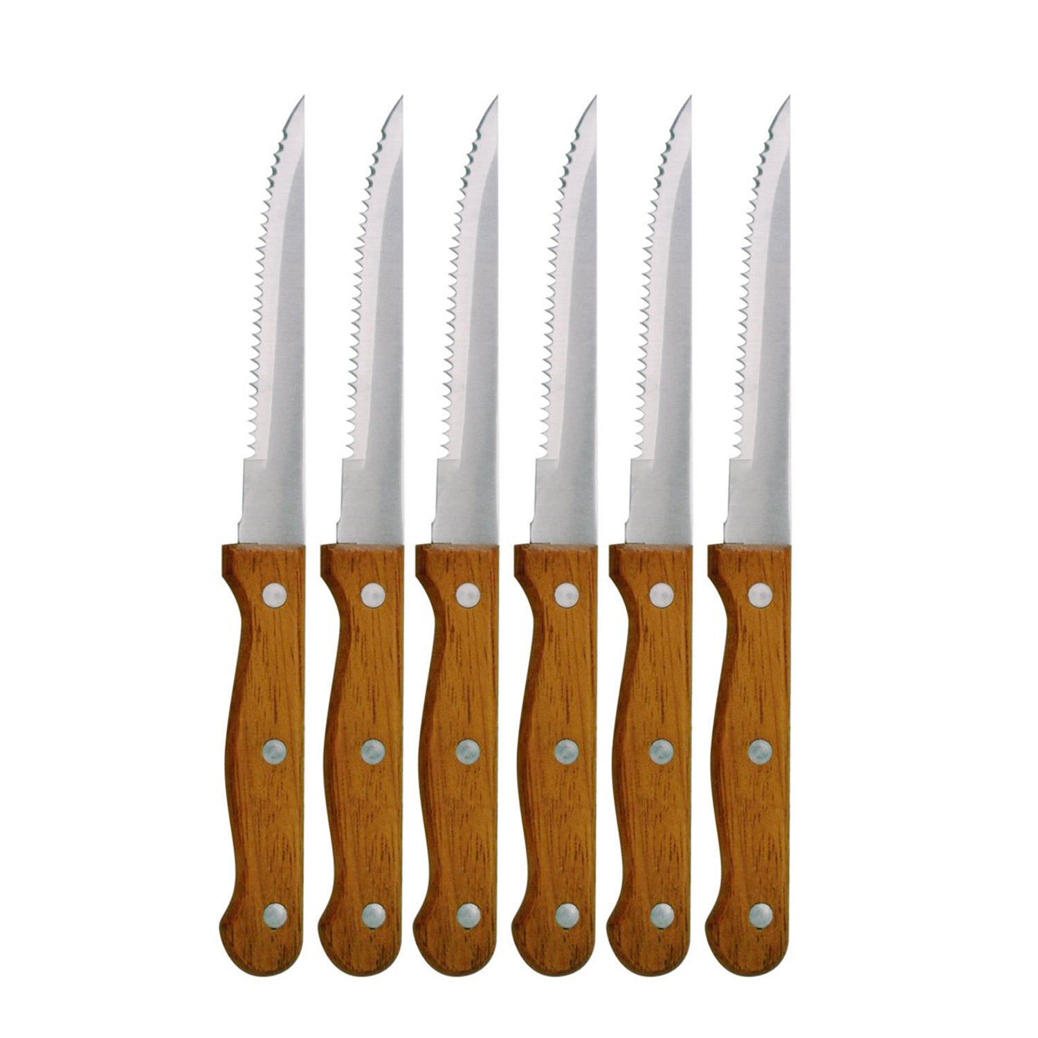 GUSTO CASA - Coltello Bistecca Acciaio Inox con Manico in Legno - set 6 pezzi